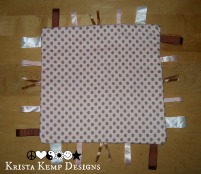 Pink and Brown Polka Dot Taggy Blanket-perfect for the little princess in your life!